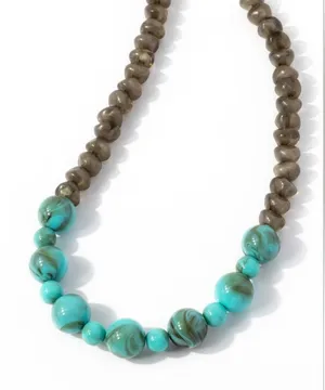 Elegant Turquoise and Brown Beaded Necklace thumbnail 1