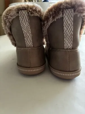 Skechers Plush-Collar Ankle Booties in Taupe thumbnail 5