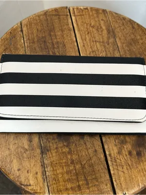 Kut From the Cloth Black and White Striped Wallet Mod Punk Minimalist Maximalist thumbnail 2