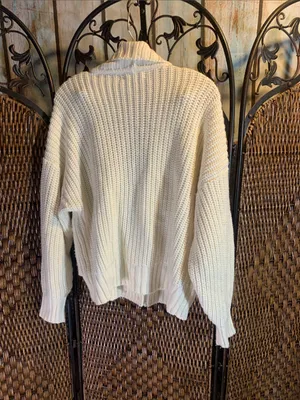 Anthropologie Cream Cardigan Size M thumbnail 9