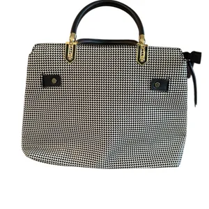 Gianni Bini Black & White Geometric Dot Structured Satchel with Gold‎ Hardware thumbnail 3