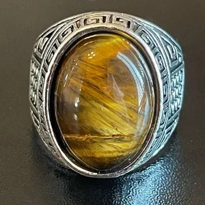 Tiger eye stone S925 silver ring size 8.75 thumbnail 1