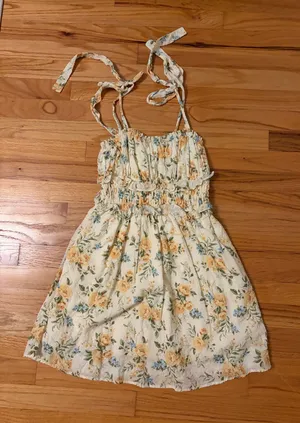 Aqua Yellow Floral Mini Dress thumbnail 2