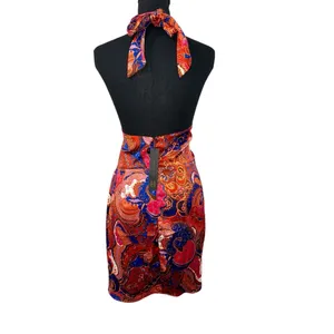 NWT! House of Harlow 1960 Paisley Cowl Neck Open Back Mini Dress - Size 8 thumbnail 4