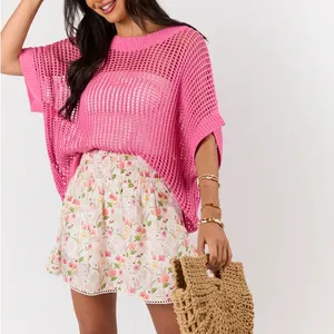 Pink Lily Vibrant Pink Knit Top Crop Size L Cover Up thumbnail 6