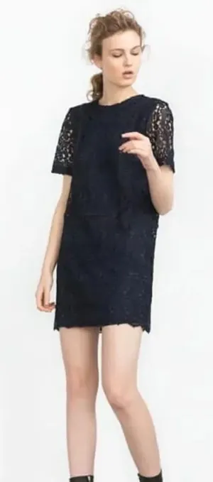 Zara basic collection lace cocktail dress thumbnail 1