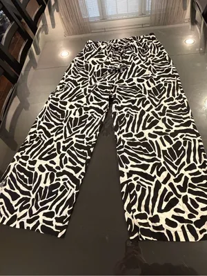 Black & White Zebra Print Wide Leg Pants thumbnail 1