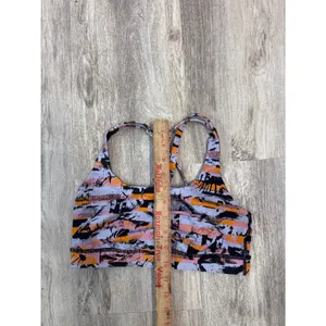 Lululemon‎ Energy Bra High Neck Shatter Weave Desert Teal Multi Size 6 Orange thumbnail 6