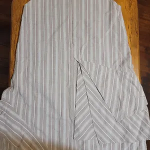 Orchestra France Taupe Striped Asymmetrical Mini Dress 100% Cotton thumbnail 6
