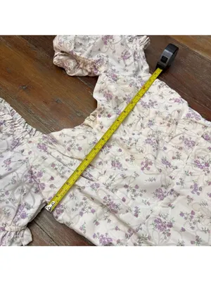 Lulus White Purple Green Floral Puff Sleeve Maxi Dress Small thumbnail 9