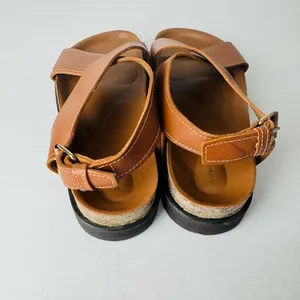 NWT & Other Stories Tan Leather Criss Cross Chunky Sandals 37 US 7 thumbnail 7