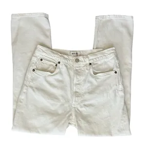 Agolde Women’s Riley Crop Straight Leg Sour Cream White Denim Jeans Size 28 thumbnail 4