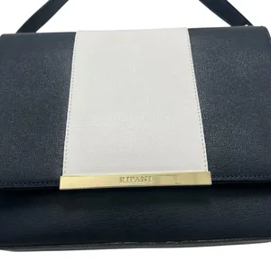 Ripani Italian Leather Handbag Purse Shoulder Bag Navy Blue white Nautical Italy thumbnail 8