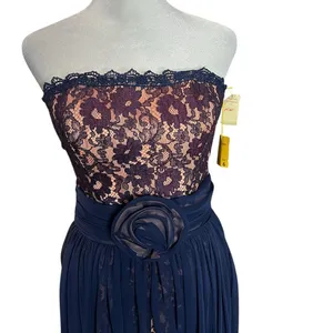 Vintage 80s Ricki Lang Strapless Lace Chiffon Cocktail Dress NWT 6 thumbnail 3