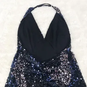 FREE PEOPLE Glitter & Gold Sequin Velvet Midi Dress‎ Blue Black Size Medium New thumbnail 13