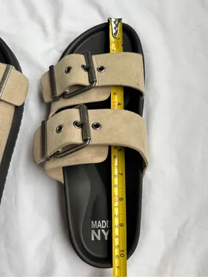 Madden NYC Double Buckle Slide Sandals Beige Black Size 9 thumbnail 6