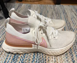 Nike Women's Running Sneakers in Cream & Pink Accent thumbnail 1