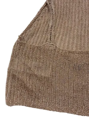 Topshop Bronze Metallic Ribbed Knit Halter Top Cami Tank Shirt Size 2 Women's thumbnail 2