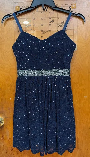 Navy blue sparkly homecoming dress thumbnail 1