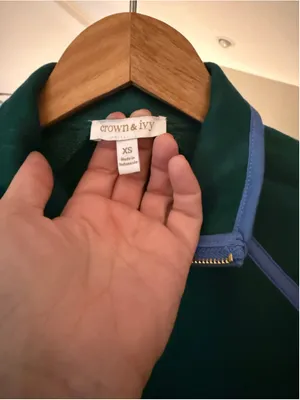 Women's Crown & Ivy Green & Blue 1/4 Zip Sweatshirt Size XS thumbnail 2