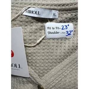 MIHOLL Waffle Knit‎ Button Down Top Tie Front Shirt Blouse XL thumbnail 3