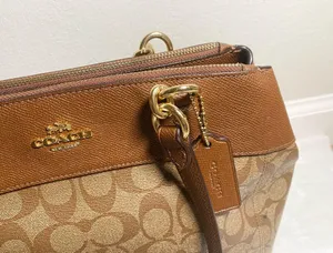 Coach Canvas Crossbody Bag With Signature Logo Brown Gold With Strap thumbnail 4