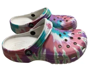 Crocs Classic Pastel Tie-Dye Graphic Clogs Men's 5 Women's 7Pink Blue Purple thumbnail 1