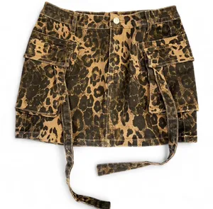 Leopard print mini denim skirt Brown Size M thumbnail 1
