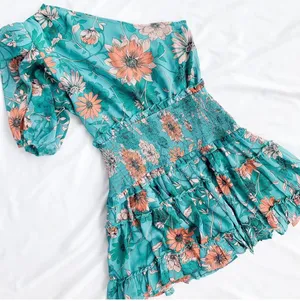 Teal One Shoulder Dress Blue Size M thumbnail 2