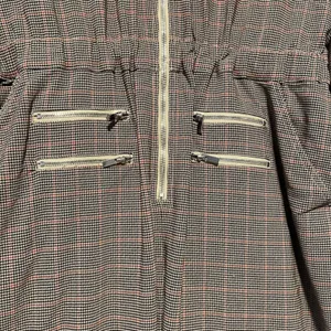 WEWOREWHAT Houndstooth Jumpsuit Women's M/M Long Sleeve Zip Front‎ Pockets thumbnail 4