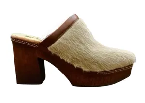KORKS Fur Clogs Taupe size 8 or 9 Brown thumbnail 1