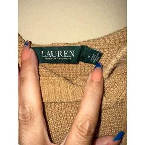 Lauren Ralph Lauren Womens Tan Waffle Knit Hooded Pullover Sweater Size M Preppy thumbnail 4