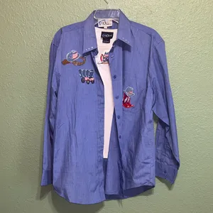 80s 90s vintage western cowboy cowgirl rodeo patriotic blouse shirt set thumbnail 2