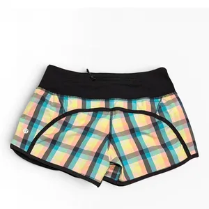 Lululemon Speed Up Shorts 4" Size 2 Rainbow Plaid Yellow Black‎ Running Athletic thumbnail 2