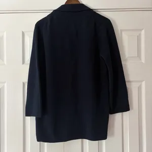 Quince‎ Women's Navy Organic Cotton Knit Blazer Size Small EUC thumbnail 4