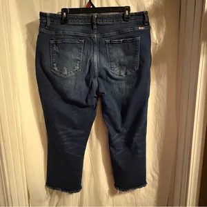 Kancan High‎ Rise Frayed Hem Cropped Jeans Size 2XL Dark Wash Raw Hem KC7340D-P thumbnail 2