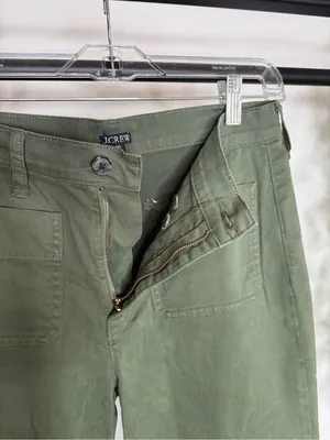 J. Crew Green Sailor Slim Wide Leg Chino Pant Cropped size 27T Tall Inseam BY638 thumbnail 11