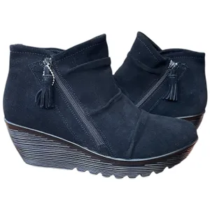 Skechers Parallel Triple Thread Black Suede Leather Ankle Boots Zipper US 10 thumbnail 2