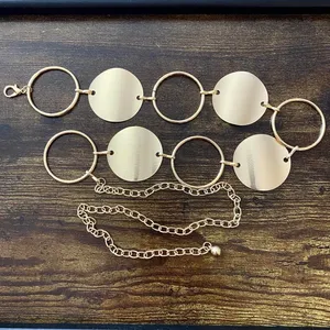 Gold Y2K Disc Open Ring Chain Belt, Fits 23-43 Inches, X7GA1278 thumbnail 7