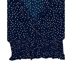 Princess Polly Top Womens Size 8 Blue Long Sleeve Ruffle White Polka Dot Crop thumbnail 5