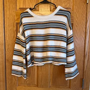 OTHERS FOLLOW Knit Striped Pullover Cropped Sweater Womens Medium thumbnail 1