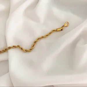 Gold Rope Chain bracelet 4mm Tan thumbnail 4