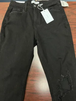 NWT Vervet Black Skeeter Stretch Boyfriend Distressed Black Jeans Size 27 thumbnail 2
