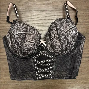 Victoria's Secret NWT size Small-DD WOMENS BLACK AND PINK Bustier Bra Top thumbnail 1