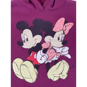 Disney Mickey & Minnie Hoodie Size M Burgundy Graphic Long Sleeve Sweatshirt thumbnail 3