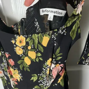 Reformation Twilight Tie Bow Sleeveless Midi Dress Sicilia Black Floral 0 thumbnail 8