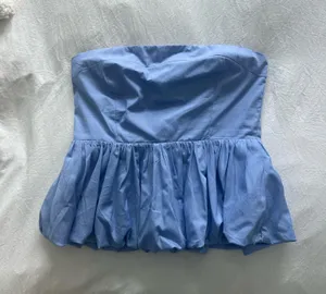 Forever 21 blue strapless top thumbnail 1