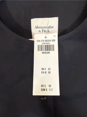 NWT Abercrombie Mara Black Short Sleeve Button Front Mini Dress Medium thumbnail 6