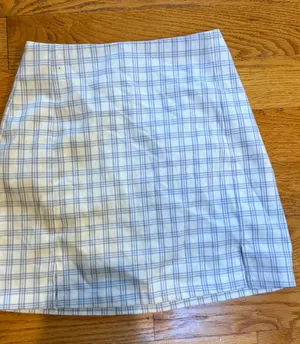 ☀️Brandy Melville Light Blue and White Plaid Skirt thumbnail 1
