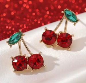 Cherry Gemstone Earrings Gold thumbnail 1